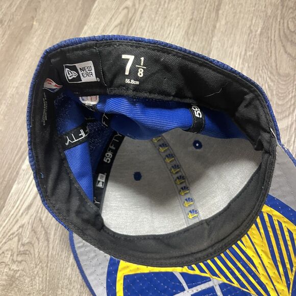 New Golden State Warriors GS Men's Fitted Cap 59FIFTY 5950 Hat basketball 7 1/8 - Picture 6 of 10